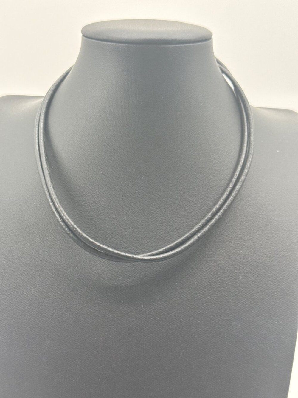 Minimalist Black Double Strand Leather Cord Choker Necklace Grunge Goth Indie